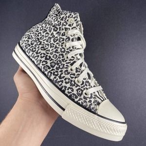 Women's Size 8 - Converse All Star High Top Cheetah/Zebra Egret Sneakers A03730F